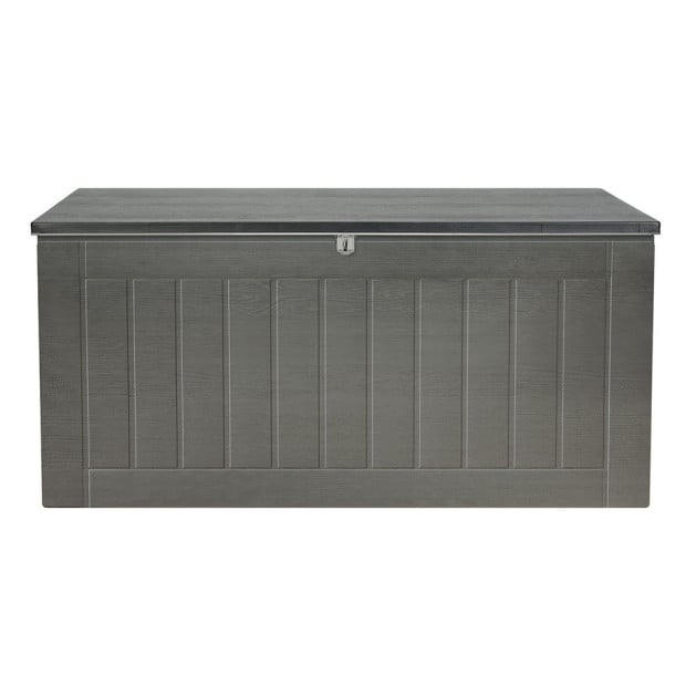 Outdoor Storage Box 830l Container Lockable Garden Bench Tool Shed Black Image 3