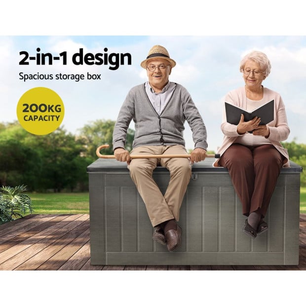 Outdoor Storage Box 830l Container Lockable Garden Bench Tool Shed Black Image 5