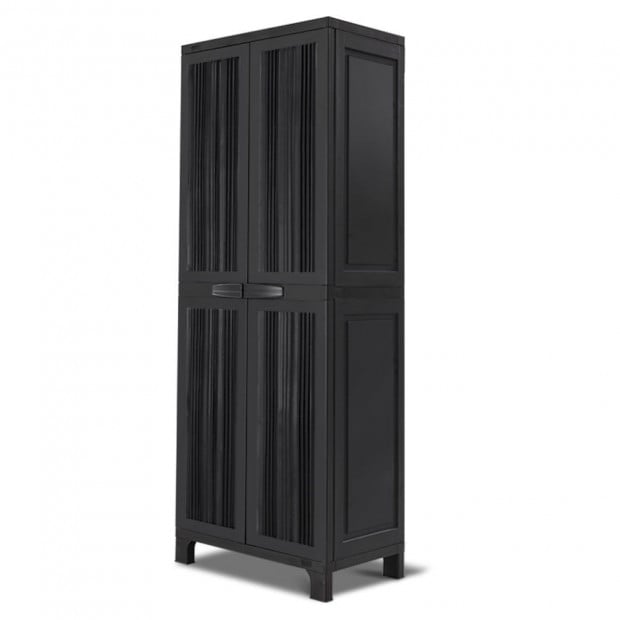 Outdoor Storage Cabinet Lockable Tall Garden Sheds Garage Black 173CM Image 4