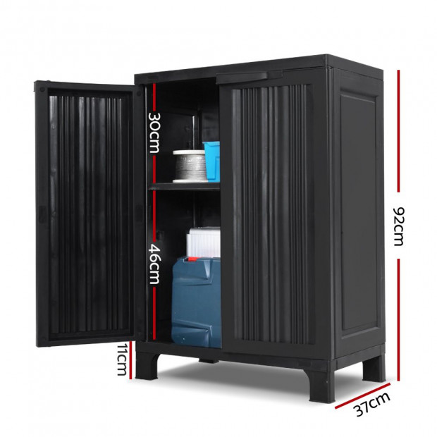 Outdoor Storage Cabinet Cupboard Lockable Garden Sheds Black Image 2