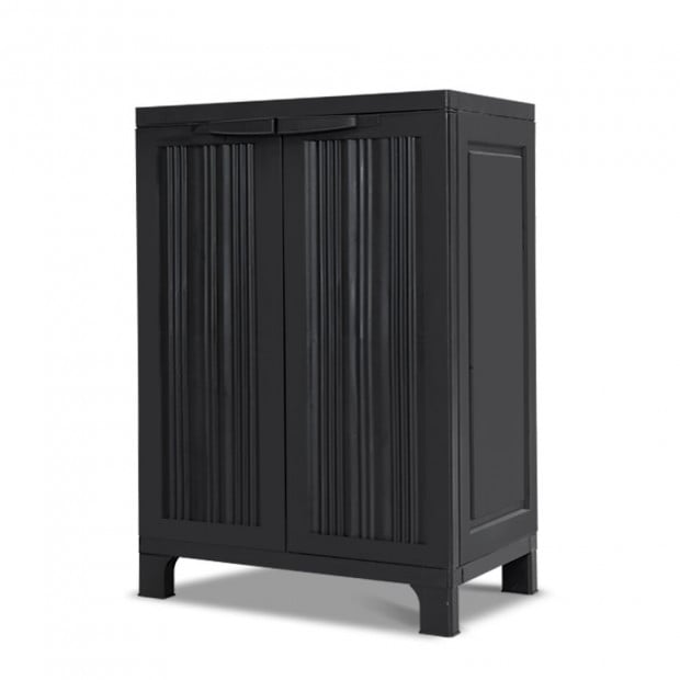 Outdoor Storage Cabinet Cupboard Lockable Garden Sheds Black Image 3