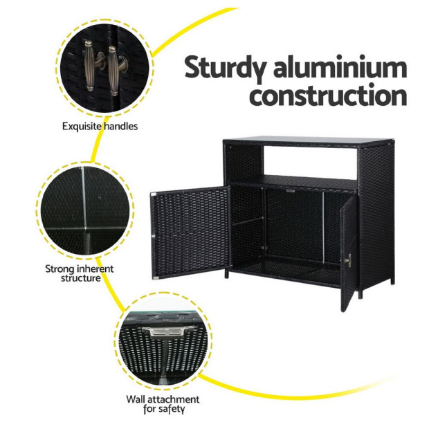 Outdoor Storage Cabinet Box Garage Wicker Shed Tools Shelf Chest Garden Image 7