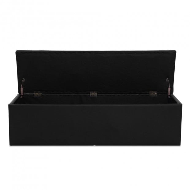 Storage Ottoman Blanket Box Black LARGE Leather Rest Chest Foot Stool Image 3