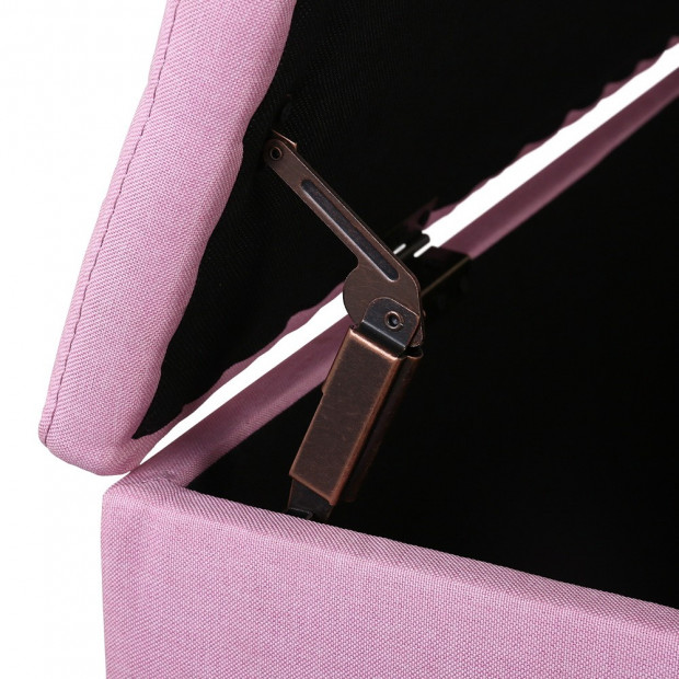 Premium Storage Ottoman Faux Linen - Pink Image 4