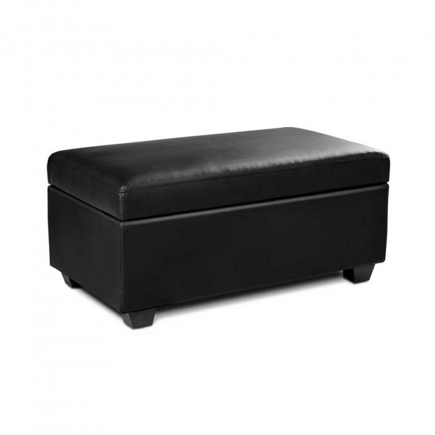 Faux PU Leather Storage Ottoman 80cm Black
