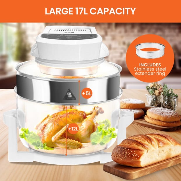 Pronti 17L Digital Family Turbo Convection Oven Broiler Cooker - White Image 6