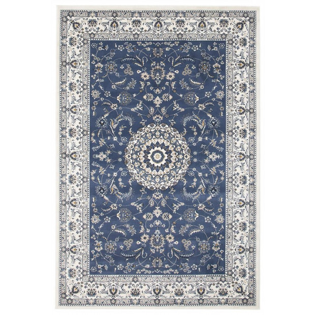 Manal Oriental Floor Rug Blue White