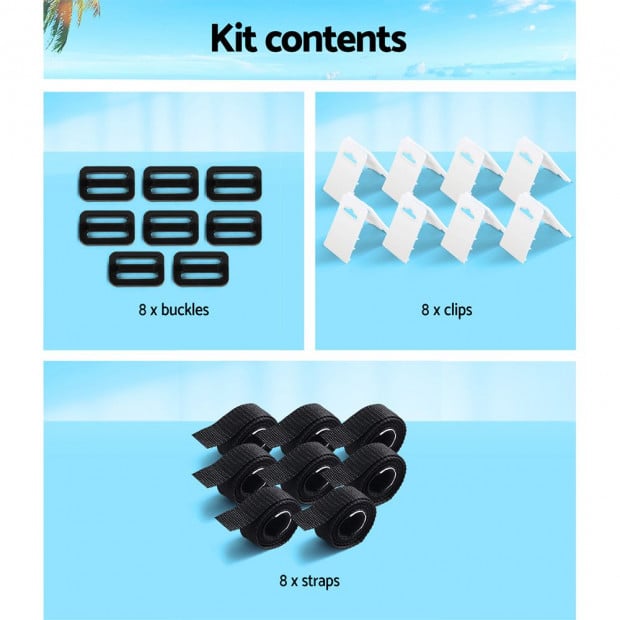 Pool Cover Roller Attachment Straps Kit 8PCS for Swimming Solar Pool Image 6