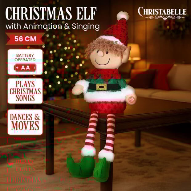 Christabelle 56cm Battery-Operated Christmas Elf with Animation & Music