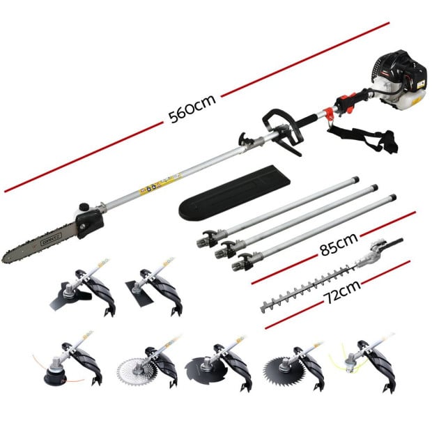 Pole Chainsaw Petrol Hedge Trimmer Brush Cutter Whipper Snipper Black Image 2