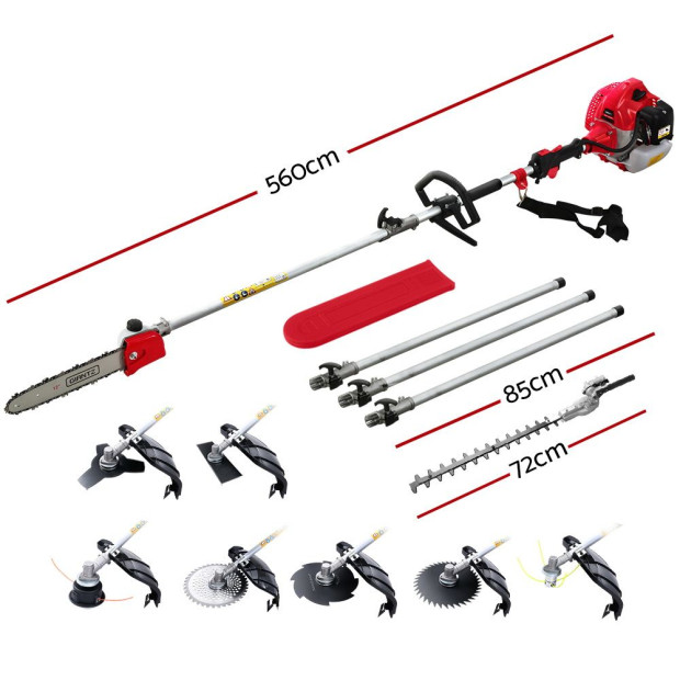 9 in 1 Pole Chainsaw 62cc Petrol Brush Cutter Whipper Hedge Trimmer Image 2
