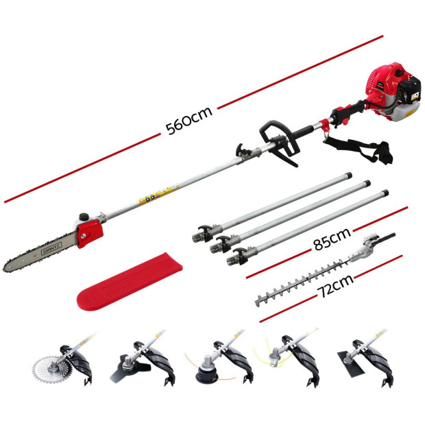 Petrol Pole Brush Cutter Chainsaw Whipper Grass Hedge Trimmer Pruner Image 2