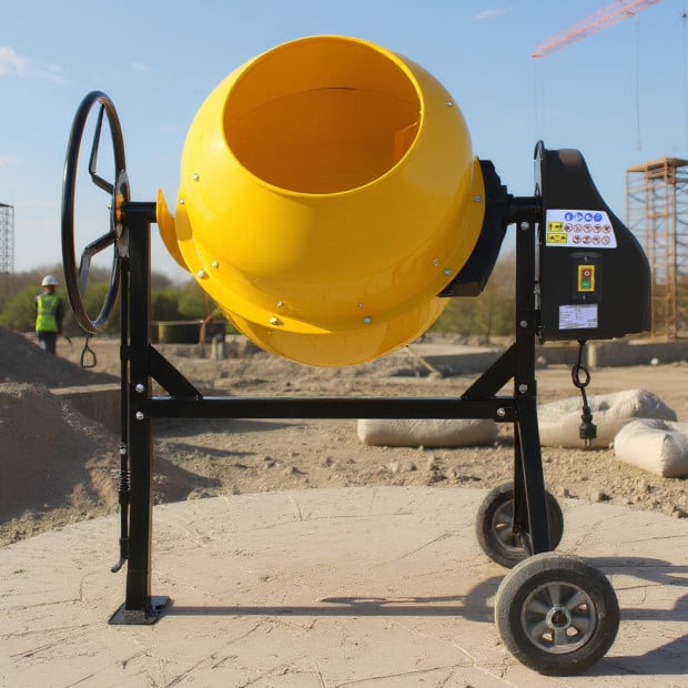 Kartrite Portable 200L Concrete Cement Mixer Sand Gravel Dual Mix Blades & Tipper Lock 850W Image 9