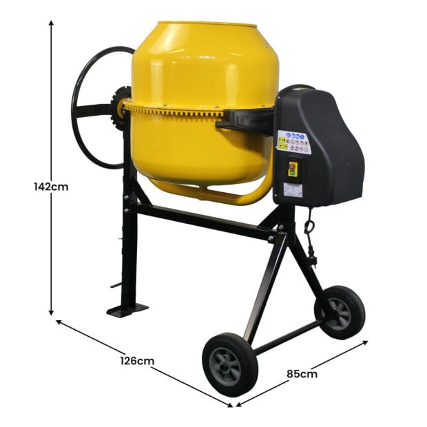Kartrite Portable 200L Concrete Cement Mixer Sand Gravel Dual Mix Blades & Tipper Lock 850W Image 3