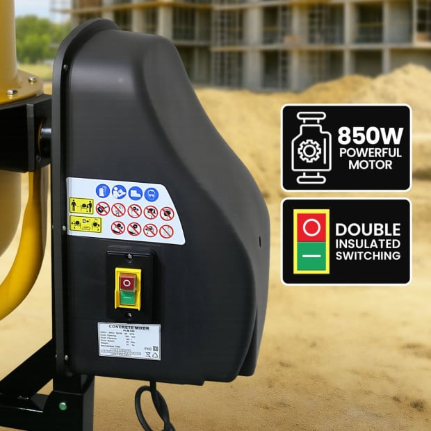 Kartrite Portable 200L Concrete Cement Mixer Sand Gravel Dual Mix Blades & Tipper Lock 850W Image 5