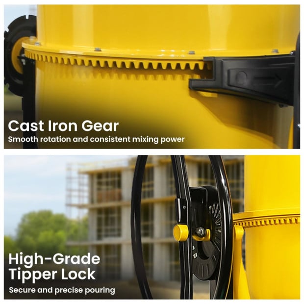 Kartrite Portable 200L Concrete Cement Mixer Sand Gravel Dual Mix Blades & Tipper Lock 850W Image 6