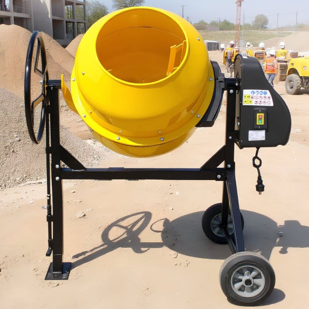 Kartrite Portable 200L Concrete Cement Mixer Sand Gravel Dual Mix Blades & Tipper Lock 850W Image 8