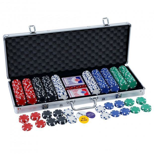 Poker Chip Set 500PC Chips TEXAS HOLDEM Casino Gambling Dice Cards Image 3