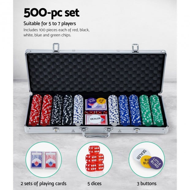 Poker Chip Set 500PC Chips TEXAS HOLDEM Casino Gambling Dice Cards Image 7