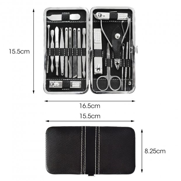 18PCS Manicure Pedicure Stainless Toe Nail Clippers Kit Tools Image 12