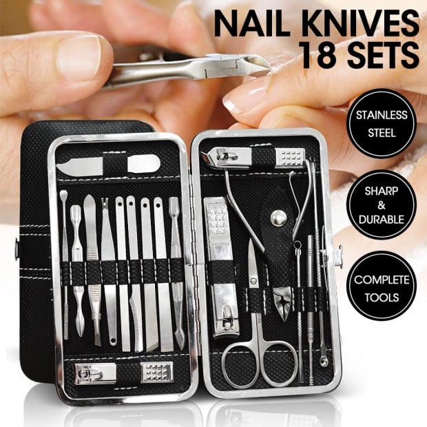 18PCS Manicure Pedicure Stainless Toe Nail Clippers Kit Tools Image 2