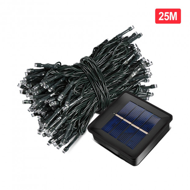 200led 25m Solar Power Thicker String Light Cool White Image 2