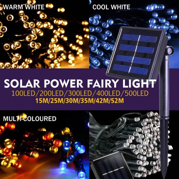 25M 200LED String Solar Powered Fairy Lights Garden Decor Multi Colour