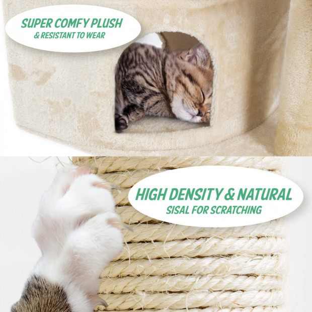 Cat Tree Scratcher DANIE 177 cm - BEIGE Image 1