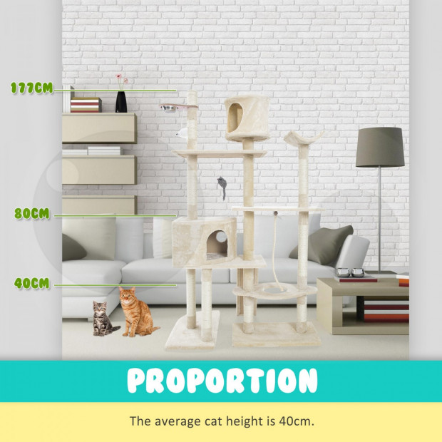 Cat Tree Scratcher DANIE 177 cm - BEIGE Image 2