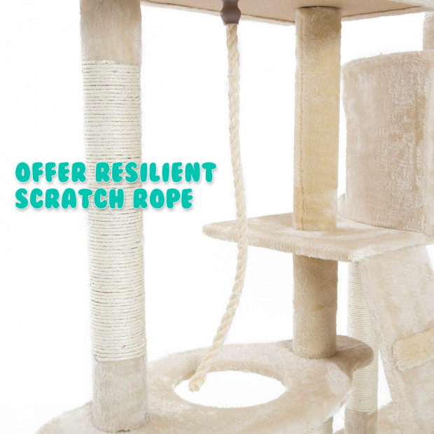 Cat Tree Scratcher DANIE 177 cm - BEIGE Image 5