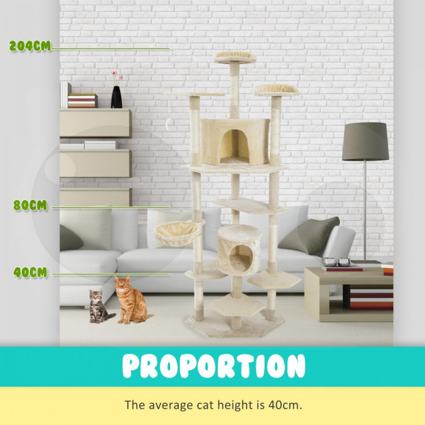 Cat Tree Scratcher PARALA 204 cm - BEIGE Image 3