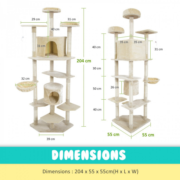 Cat Tree Scratcher PARALA 204 cm - BEIGE Image 8