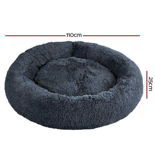 Pet Bed Dog Cat Calming Bed Extra Large 110cm Dark Grey Comfy Washable Image 2