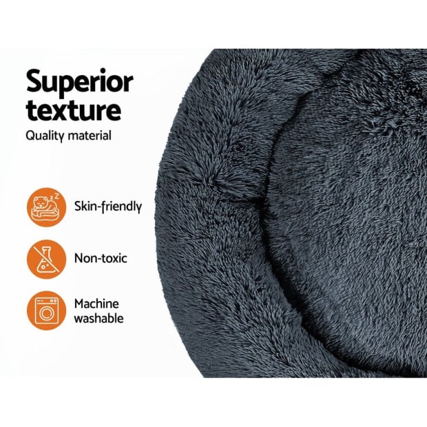 Pet Bed Dog Cat Calming Bed Extra Large 110cm Dark Grey Comfy Washable Image 4