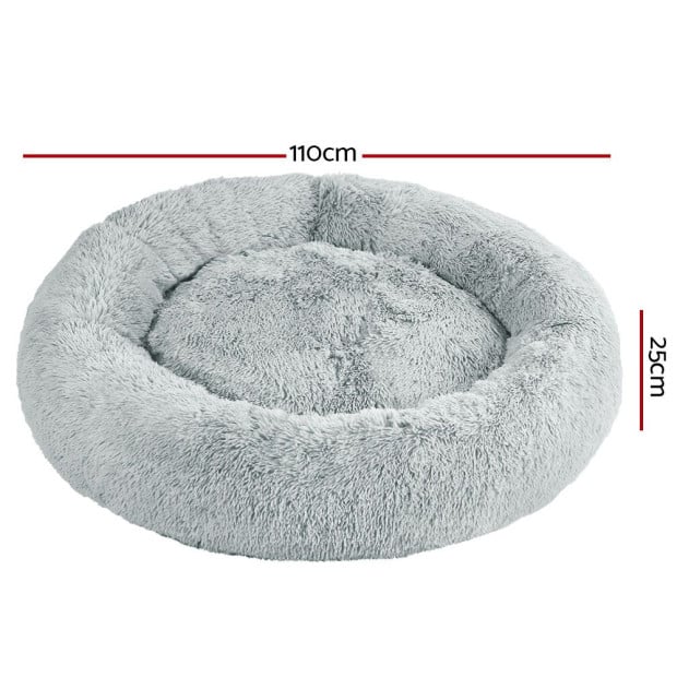 Pet Bed Dog Cat Calming Bed Extra Large 110cm Light Grey Washable Image 2