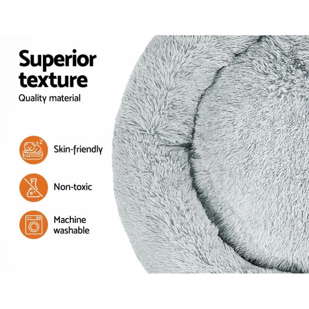 Pet Bed Dog Cat Calming Bed Extra Large 110cm Light Grey Washable Image 4