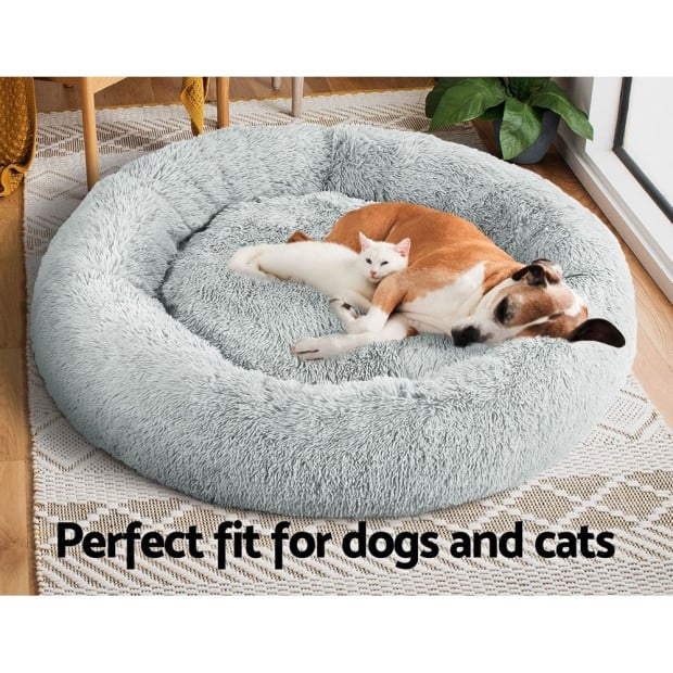 Pet Bed Dog Cat Calming Bed Extra Large 110cm Light Grey Washable Image 7