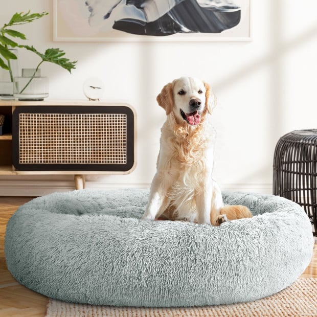 Pet Bed Dog Cat Calming Bed Extra Large 110cm Light Grey Washable Image 8