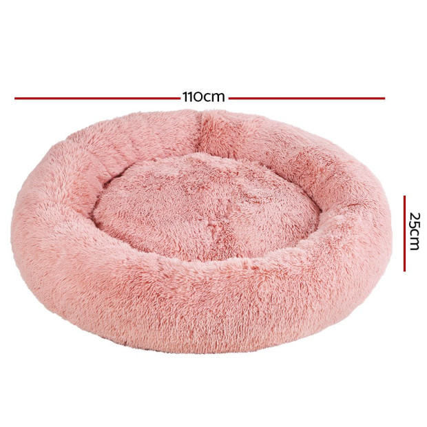 Pet Bed Dog Cat Calming Bed Extra Large 110cm Pink Comfy Washable Image 2