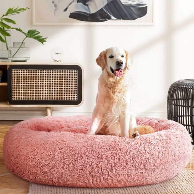 Pet Bed Dog Cat Calming Bed Extra Large 110cm Pink Comfy Washable Image 8
