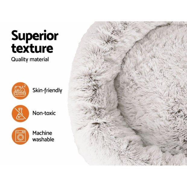 Pet Bed Dog Cat Calming Bed Extra Large 110cm White Comfy Washable Image 4