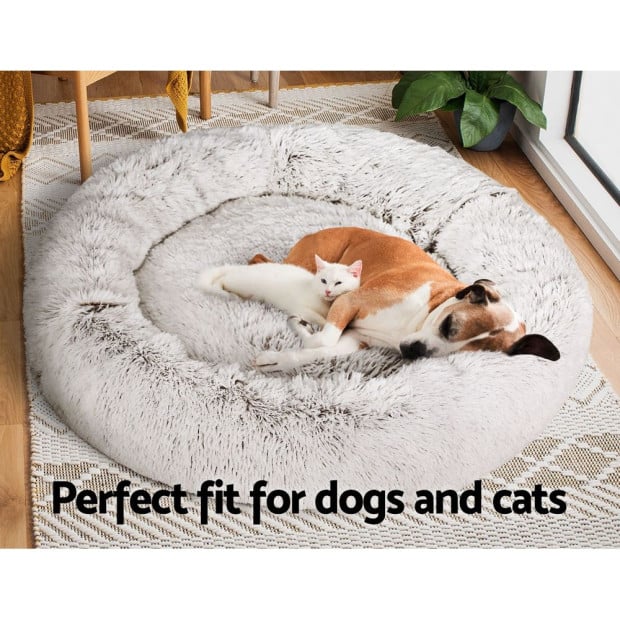Pet Bed Dog Cat Calming Bed Extra Large 110cm White Comfy Washable Image 7