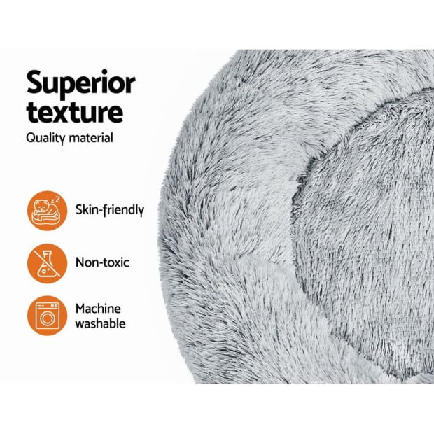 Pet Bed Dog Cat Calming Bed Large 90cm Charcoal Sleeping Washable Image 4