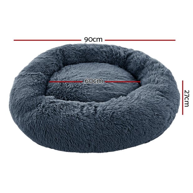 Pet Bed Dog Cat Calming Bed Large 90cm Dark Grey Comfy Cave Washable Image 2