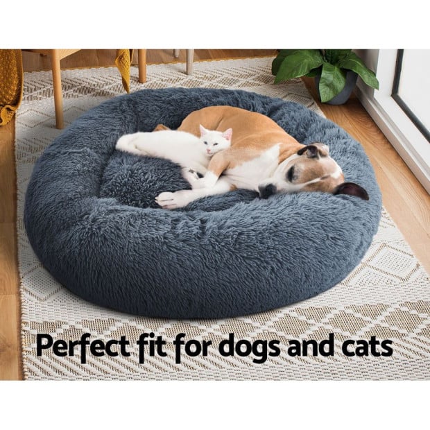Pet Bed Dog Cat Calming Bed Large 90cm Dark Grey Comfy Cave Washable Image 7
