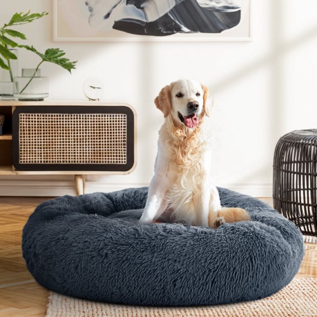 Pet Bed Dog Cat Calming Bed Large 90cm Dark Grey Comfy Cave Washable Image 8