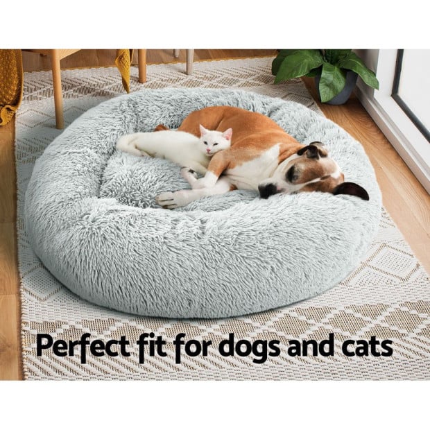 Pet Bed Dog Cat Calming Bed Large 90cm Light Grey Comfy Cave Washable Image 7