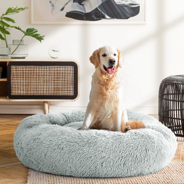 Pet Bed Dog Cat Calming Bed Large 90cm Light Grey Comfy Cave Washable Image 8