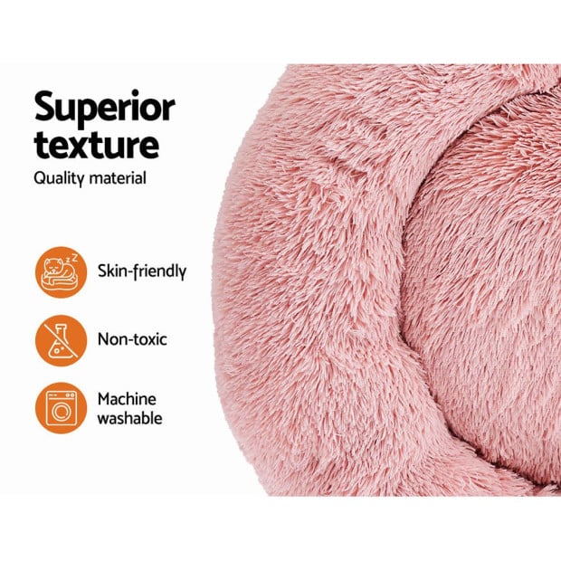 Pet Bed Dog Cat Calming Bed Large 90cm Pink Comfy Cave Washable Image 4