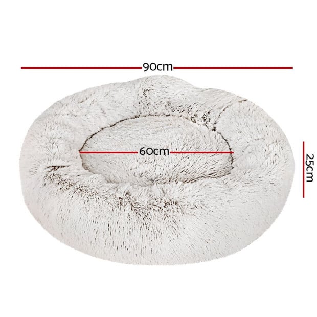 Pet Bed Dog Cat Calming Large 90cm White Sleeping Comfy Cave Washable Image 2